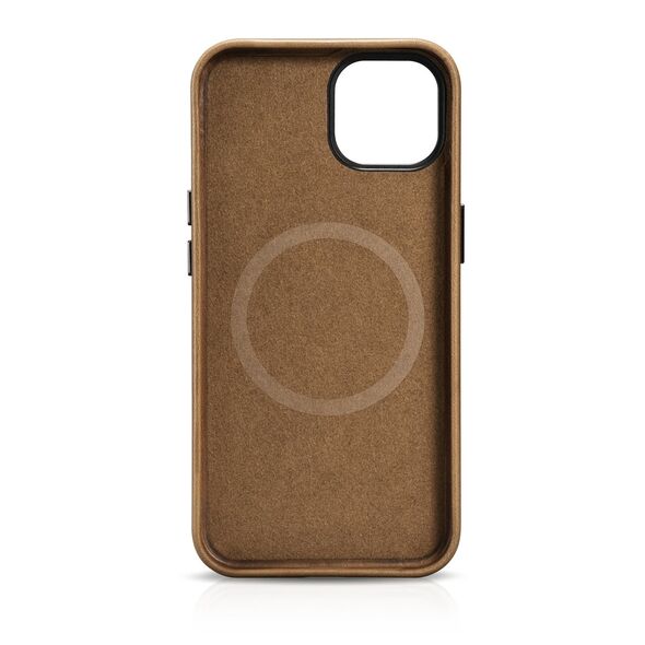 iCarer Oil Wax Premium Leather MagSafe Apple iPhone 14 light brown
