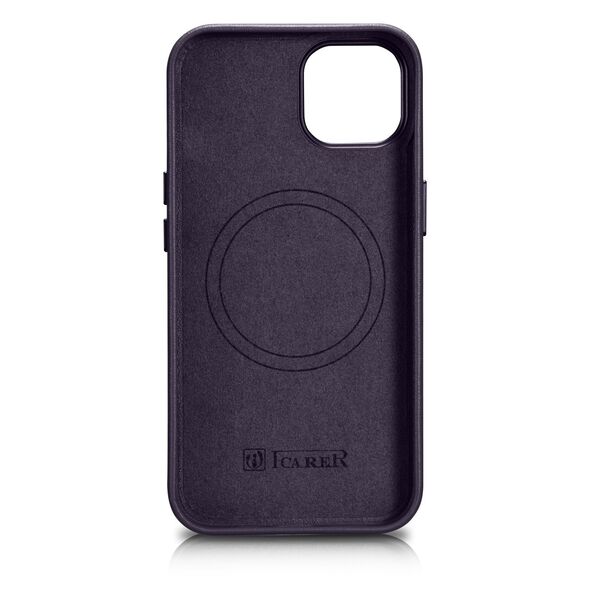 iCarer Case Leather MagSafe Apple iPhone 14 Plus / 15 Plus dark purple
