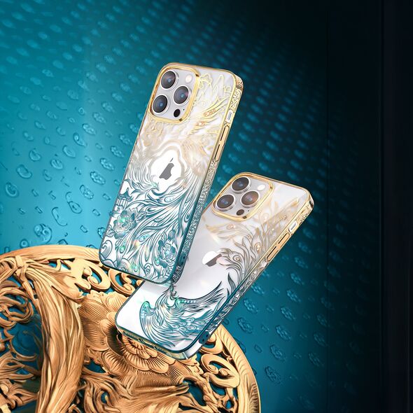 Kingxbar Phoenix Swarovski Apple iPhone 14 Plus / 15 Plus gold-blue