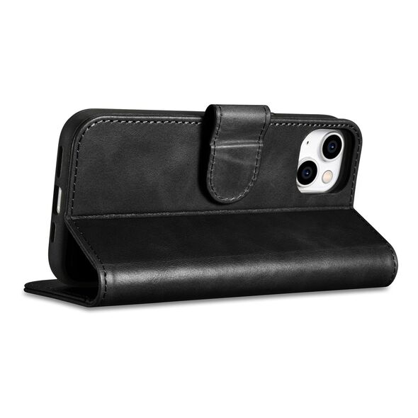 iCarer Oil Wax Wallet Anti-RFID 2in1 Apple iPhone 14 black