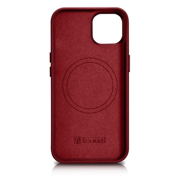 iCarer Case Leather MagSafe Apple iPhone 14 Plus / 15 Plus red