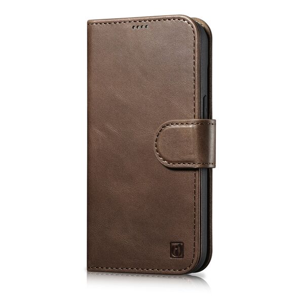 iCarer Oil Wax Wallet Anti-RFID 2in1 Apple iPhone 14 brown