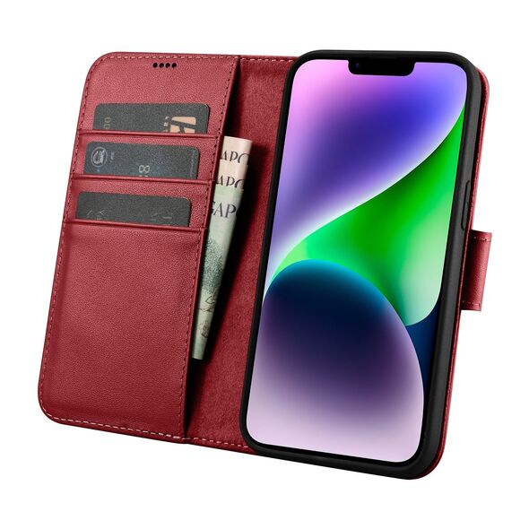 iCarer Wallet Anti-RFID 2in1 Apple iPhone 14 Plus / 15 Plus red