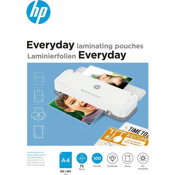 HP Folie laminacyjne HP EVERYDAY, A4, 75 mic, 100 szt., przezroczyste/połysk
