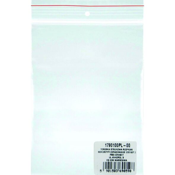 Office Products Torebka strunowa OFFICE PRODUCTS, LDPE, 80x180mm, 100szt., transparentna