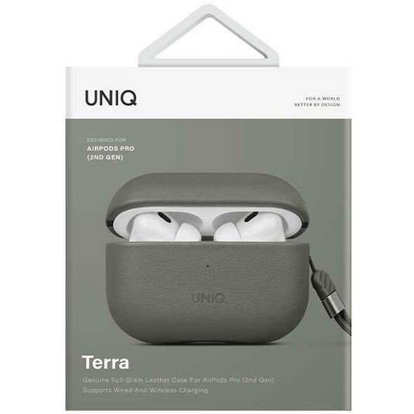 UNIQ Terra Apple AirPods Pro 2 Genuine Leather lichen green