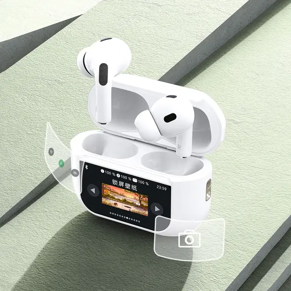 TWS Dudao U19 Bluetooth 5.3 wireless in-ear headphones with LED display white
