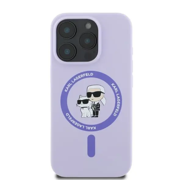 Case Karl Lagerfeld KLHMP16XSCMKCRHU Apple iPhone 16 Pro Max hardcase Silicone Karl&Choupette Heads Ring MagSafe purple