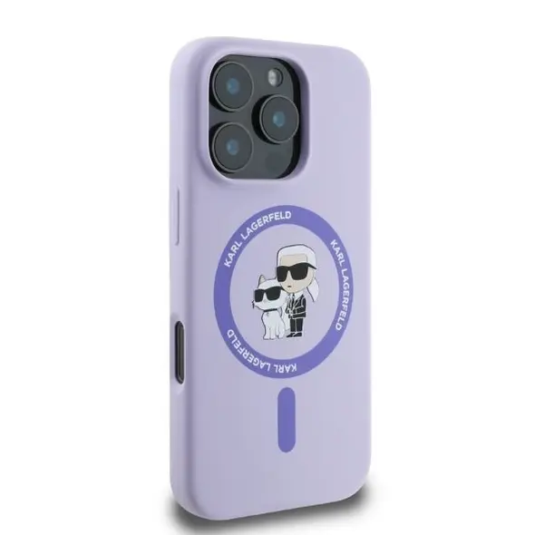 Case Karl Lagerfeld KLHMP16XSCMKCRHU Apple iPhone 16 Pro Max hardcase Silicone Karl&Choupette Heads Ring MagSafe purple
