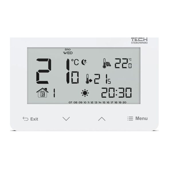 Tech Przewodowy regulator ST-293z v3 biały, pokojowy dwustanowy zasilany 230V szklany podtynkowy