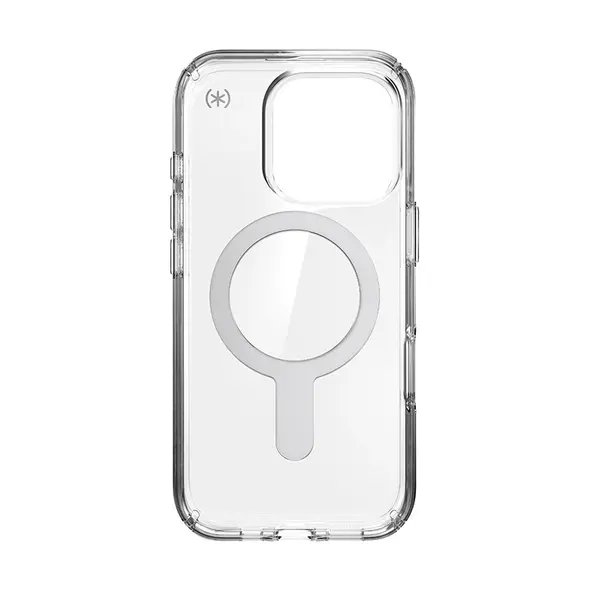 Speck Presidio Perfect-Clear ClickLock & MagSafe Apple iPhone 16 Pro (Clear / Chrome Finish / Serene Silver)