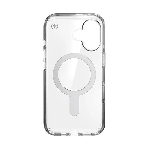 Case Speck Presidio Perfect-Clear ClickLock & MagSafe Apple iPhone 16 (Clear / Chrome Finish / Serene Silver)