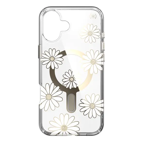 Speck Presidio Lux ClickLock & MagSafe Apple iPhone 16 Plus (Sunshine Daisies / Clear / Gold)