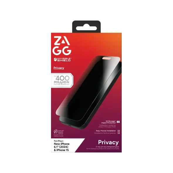 ZAGG InvisibleShield Glass Elite Privacy Apple iPhone 15 / 16