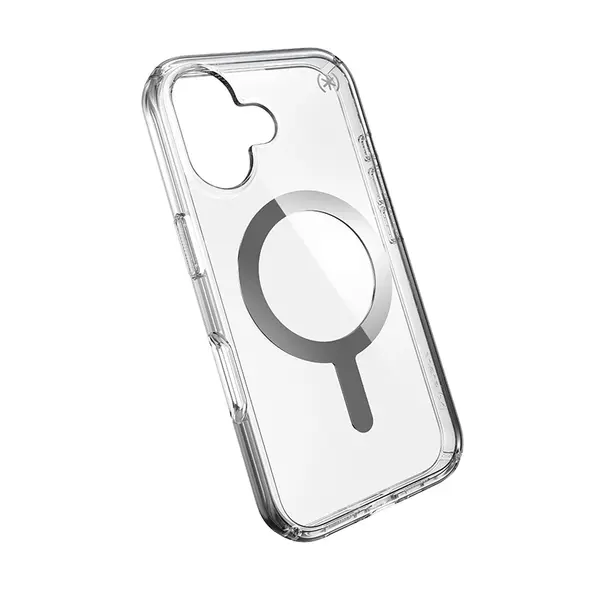 Case Speck Presidio Perfect-Clear MagSafe Apple iPhone 16 (Clear / Chrome Finish / Serene Silver)