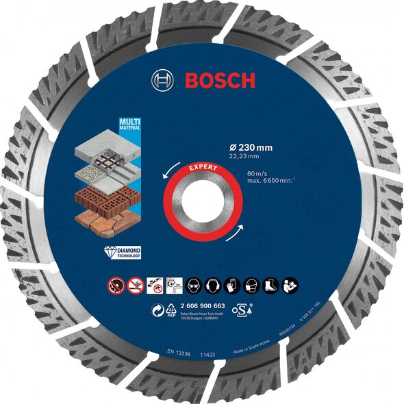 Bosch Diamentowa tarcza tnąca EXPERT MultiMaterial 230 x 22,23 x 2,4 x 15 mm