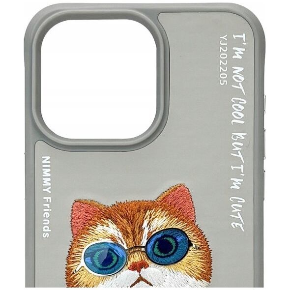 Nimmy iPhone 15 Pro Max 6.7" case gray/grey Glasses Cool Cat