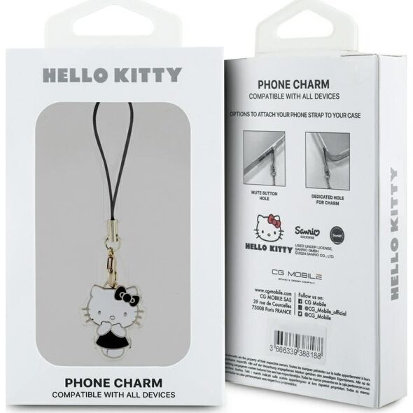 Hello Kitty zawieszka HKCPMKK Phone       Strap czarny/black Charm Kitty Cute