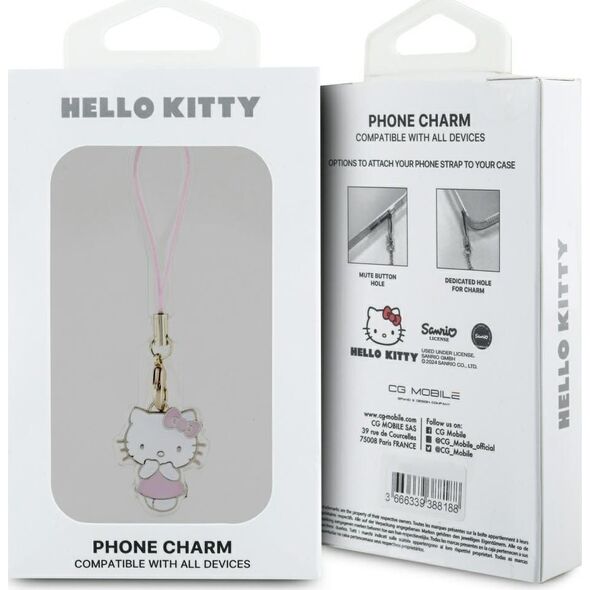 Hello Kitty zawieszka HKCPMKP Phone       Strap różowy/pink Charm Kitty Cute