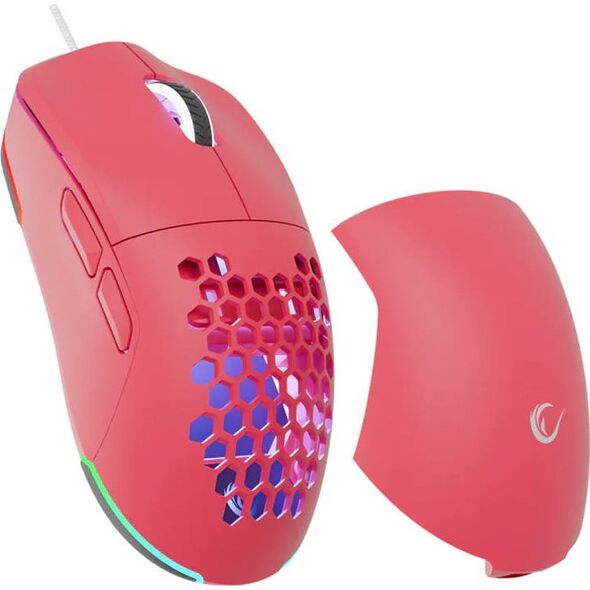 Rampage BLINK myszka gamingowa przewodowa USB, 12800 DPI, RGB, sensor optyczny, różowa