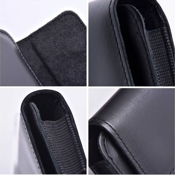 OEM Kabura uniwersalna do paska skórzana ROYAL pozioma rozmiar V do SAMSUNG FLIP 1 / 2 / 3 / 4 / HUAWEI P50 Pocket / MOTOROLA RAZR 5G czarna