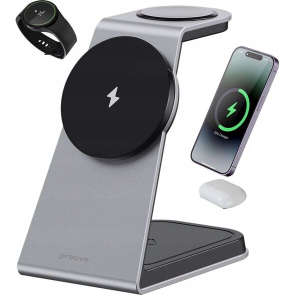 Bezprzewodowa Ładowarka 3w1 QI MagSafe na Telefon Zegarek Słuchawki / Omni Power 15W