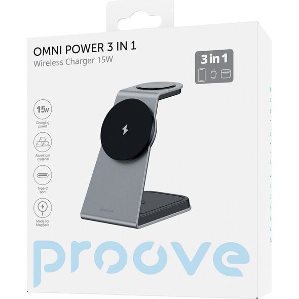 Bezprzewodowa Ładowarka 3w1 QI MagSafe na Telefon Zegarek Słuchawki / Omni Power 15W
