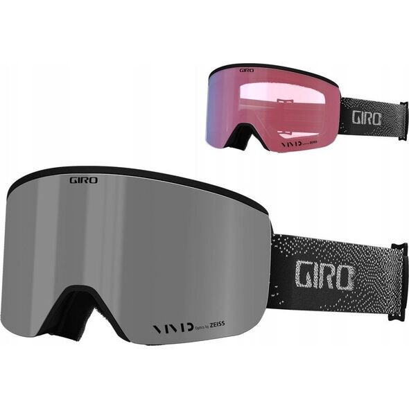 Gogle zimowe GIRO AXIS BLACK & WHITE BIT TONE (Szyba lustrzana kolorowa VIVID-Carl Zeiss VIVID ONYX 08-18% VLT S3 + Szyba lustrzana kolorowa VIVID-Carl Zeiss INFRARED 58% S1) (NEW 2023/2024)