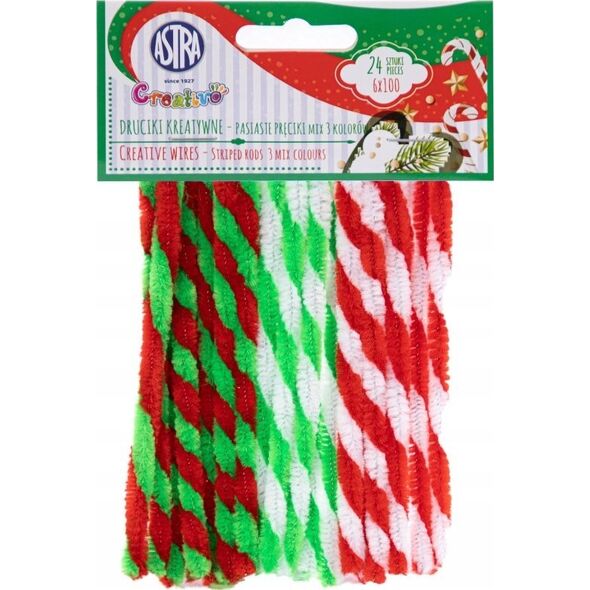 Astra Druciki kreatywne zebra 6x100mm, mix 3 kolorów 24 sztuki 335122010