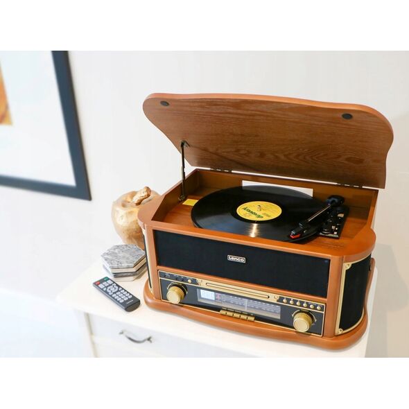 Gramofon Lenco LENCO TCD-2571 Plattenspieler Holzgeh. USB Kassette DAB+, Holz