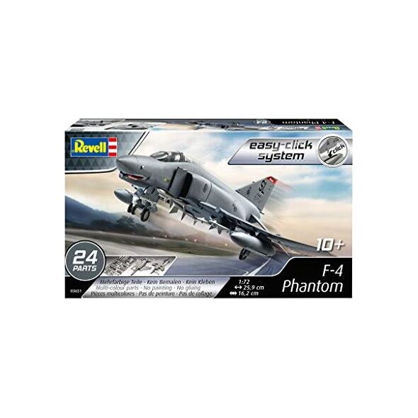 Revell Revell Easy-Click 03651 F-4 Phantom - zestaw modelarski dla początkujących z systemem Easy-Click, wielokolorowy