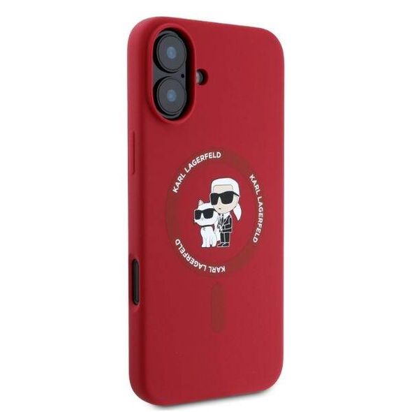 Original Case IPHONE 16 Karl Lagerfeld Hardcase Silicone Karl&Choupette Ring MagSafe (KLHMP16SSCMKCRHR) red 3666339318680
