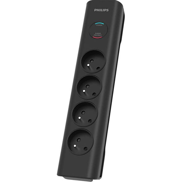 Listwa zasilająca Philips SPN przeciwprzepięciowa 4 gniazda 2 m czarna (Phil-SPN7040BA/60)