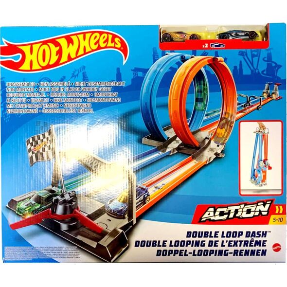 Hot Wheels Mattel Hot Wheels Tor Podwójna Pętla + 2 autka