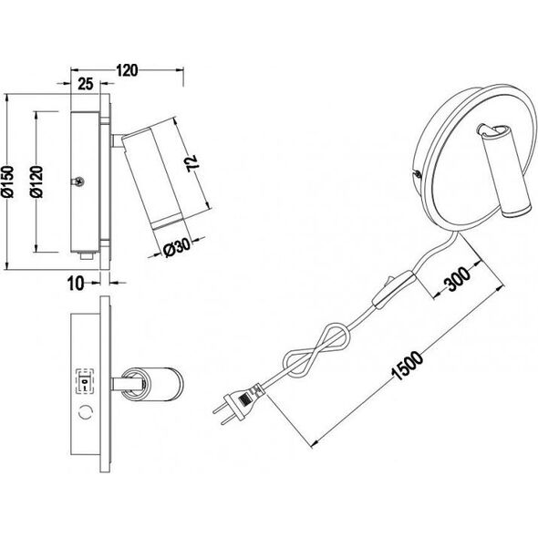 Kinkiet Trio kinkiet Jordani led 15 cm stal 200/550lm 3000K biały