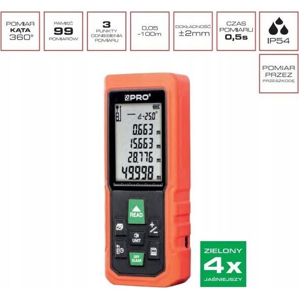 Dalmierz laserowy PRO DALMIERZ LASEROWY DL-100XG ZIELONA WIÄZKA