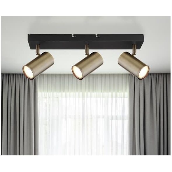 Lampa sufitowa Globo Nasufitowa lampa Robby 57911-3M z regulacją czarna mosiądz