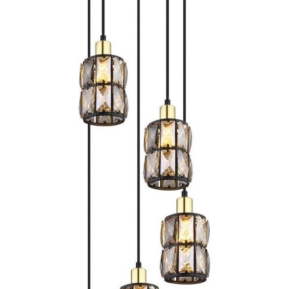 Lampa wisząca Globo Wisząca lampa Wolli 15761-5B crystal czarna przydymiona
