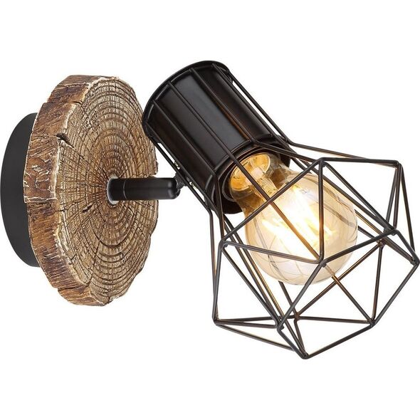 Kinkiet Globo Ruchomy kinkiet Priska 54017W-1 druciany czarny drewno