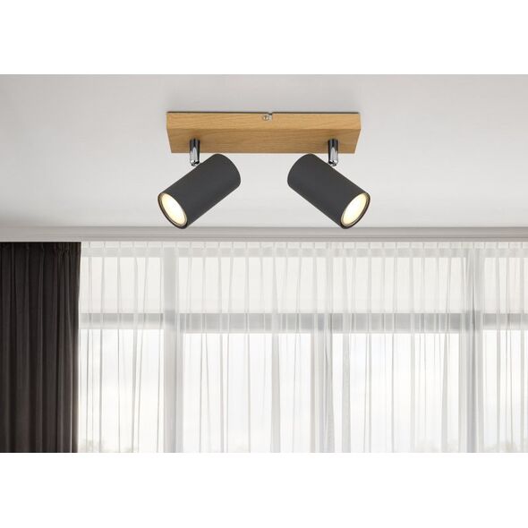 Lampa sufitowa Globo Regulowana lampa nasufitowa Robby 57911-2G grafitowa drewno
