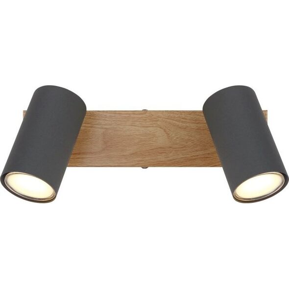 Lampa sufitowa Globo Regulowana lampa nasufitowa Robby 57911-2G grafitowa drewno