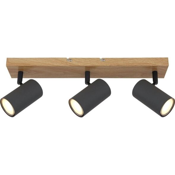 Lampa sufitowa Globo Lampa sufitowa Robby 57911-3G reflektorki grafitowe drewno