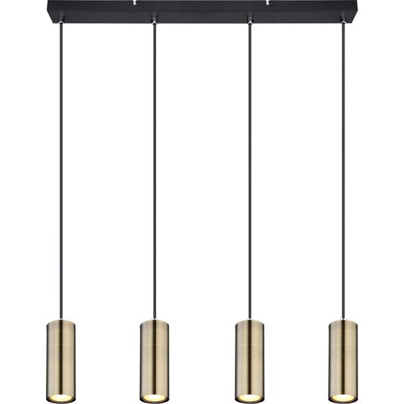 Lampa wisząca Globo Lampa wisząca Robby 57911-4HM tuby na listwie mosiądz czarne