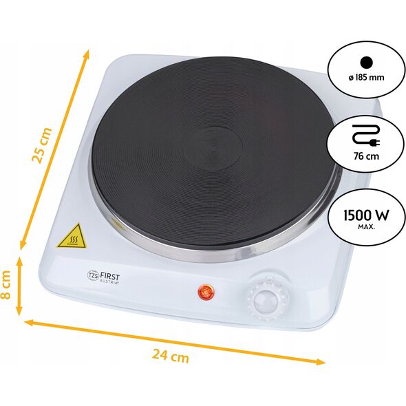 First TZS First Austria Cooking Plate, Cast Iron, Single, 1500W, 185MM, Adjustable FA-5082-4