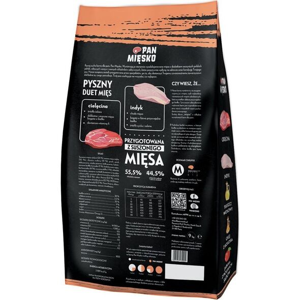 Pan Mięsko Karma cielęcina z indykiem chrupki M 20kg