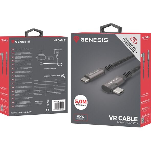Kabel USB Genesis USB-C - USB-C 5 m Czarny (NVC-2219)