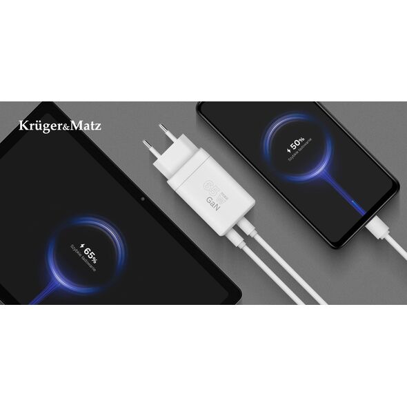 Ładowarka Kruger&Matz Ładowarka sieciowa Kruger&amp|Matz 65 W GaN z funkcją Power Delivery i Quick Charge