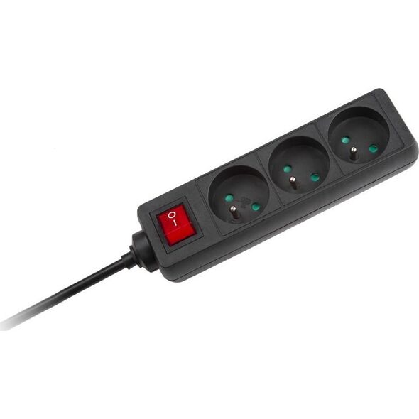 Kemot URZ3197-3B Przedłużacz czarny Kemot z przełacznikiem 3 gniazda- 3m (1,5mm)