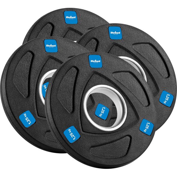 Rebel Zestaw obciążeń żeliwnych gumowanych 4x1.25kg, otwór olimpijski 51mm,  REBEL ACTIVE