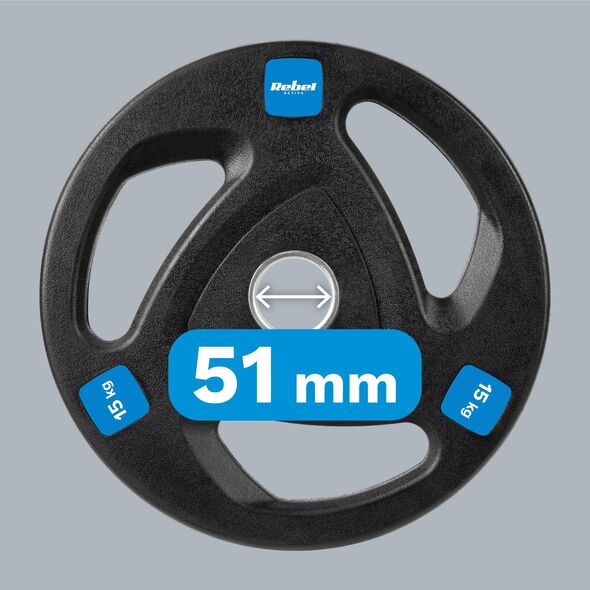 Rebel Zestaw obciążeń żeliwnych gumowanych 2x15kg, otwór olimpijski 51mm,  REBEL ACTIVE